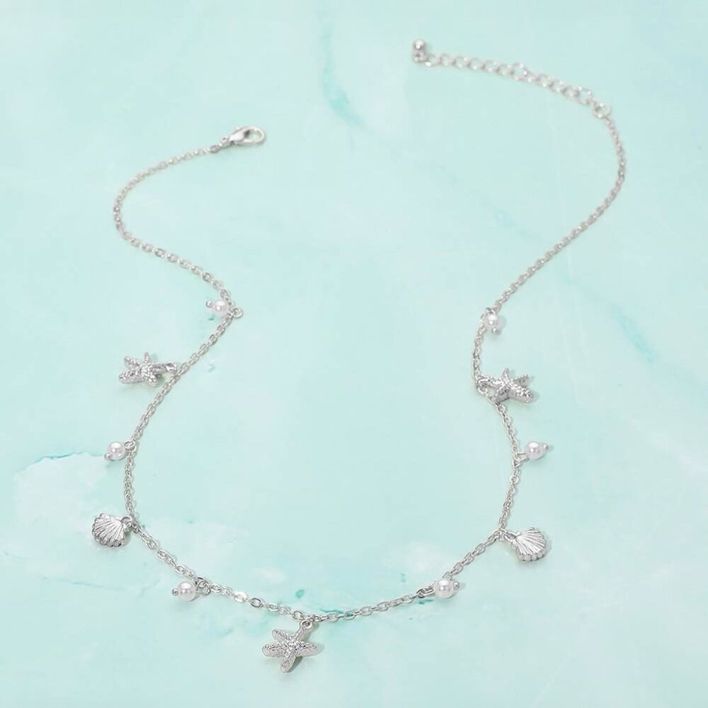 1 LEFT!! BRIONY SILVER STARFISH CHARM NECKLACE